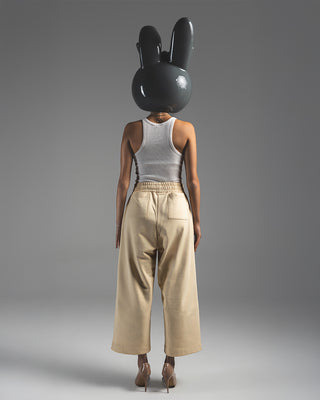 Beige Relaxed Wide-Leg Pants - Classic