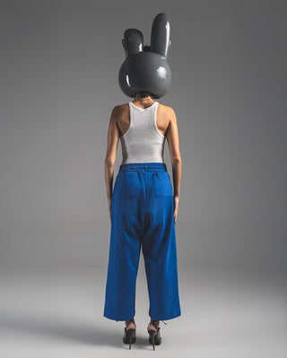 Blue Relaxed Wide-Leg Pants - Classic