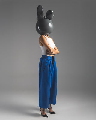 Blue Relaxed Wide-Leg Pants - Classic